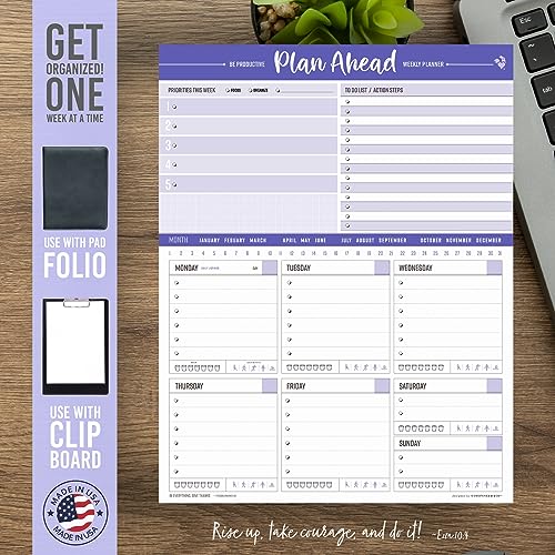 Goody Farm Daily & Weekly Planner Notepad Plan Ahead Be Productive Printed Made Design USA - 50 Tear Off Premium Pad (Peri Purple) - Image 4