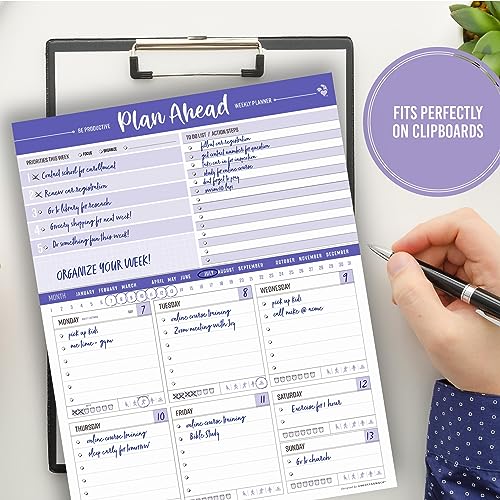 Goody Farm Daily & Weekly Planner Notepad Plan Ahead Be Productive Printed Made Design USA - 50 Tear Off Premium Pad (Peri Purple) - Image 5