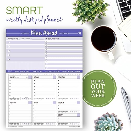 Goody Farm Daily & Weekly Planner Notepad Plan Ahead Be Productive Printed Made Design USA - 50 Tear Off Premium Pad (Peri Purple) - Image 2
