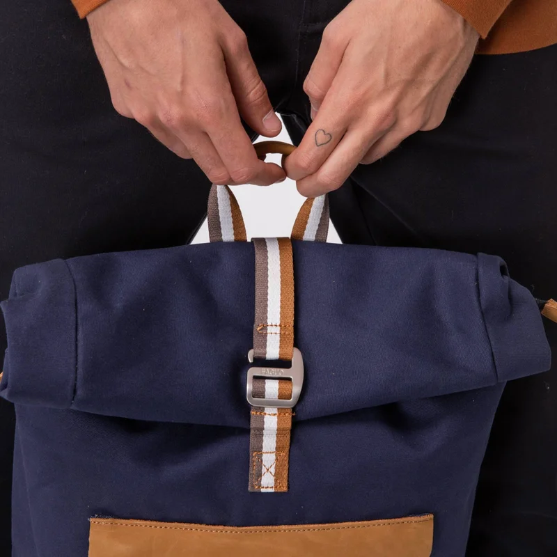 Faguo Backpack Navy & tawny cotton
