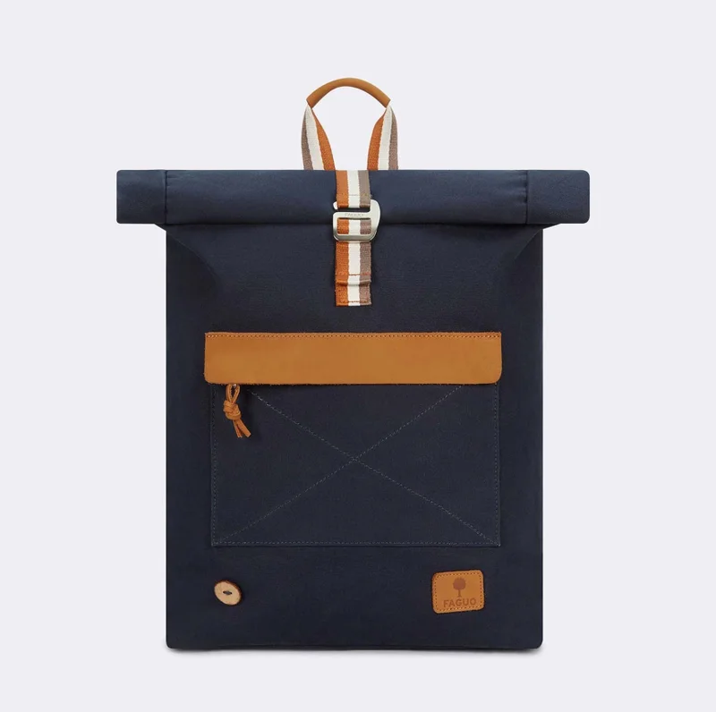 Faguo Backpack Navy & tawny cotton