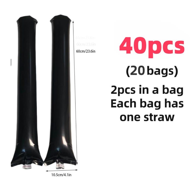 ROSEBB 40pcs Round headTeam Spirit Boom Sticks Thunder Sticks Cheering Sticks Team Spirit Plastic Cheerleading Spirit Stick Clapper Inflatable Noise Maker Sports Supply Black - Image 5