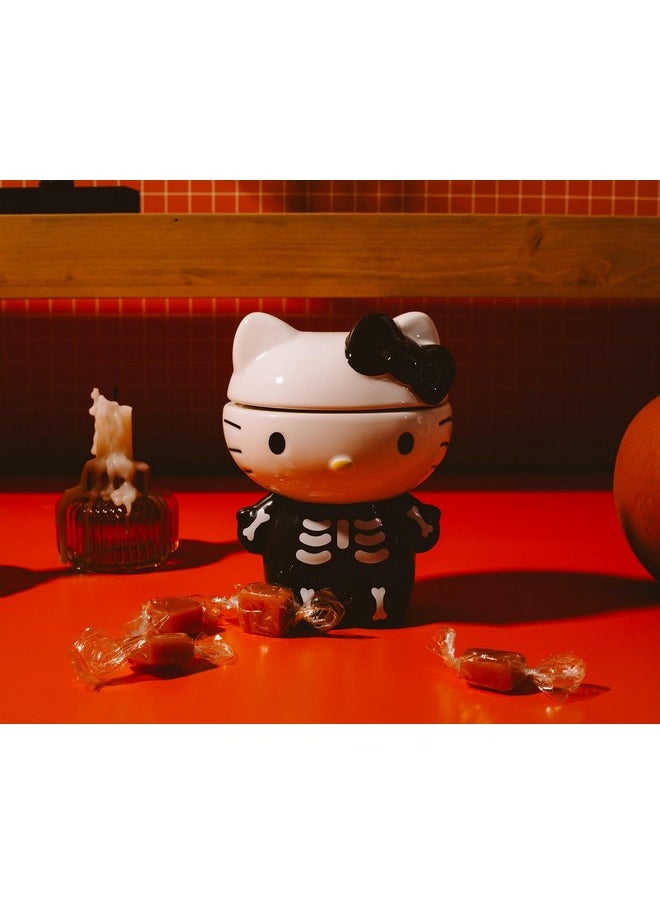 Silver Buffalo - Sanrio Hello Kitty Skeleton Small Ceramic Snack Jar Container With Lid | Storage For Kick-Knacks | 6 Inches Tall - Image 1