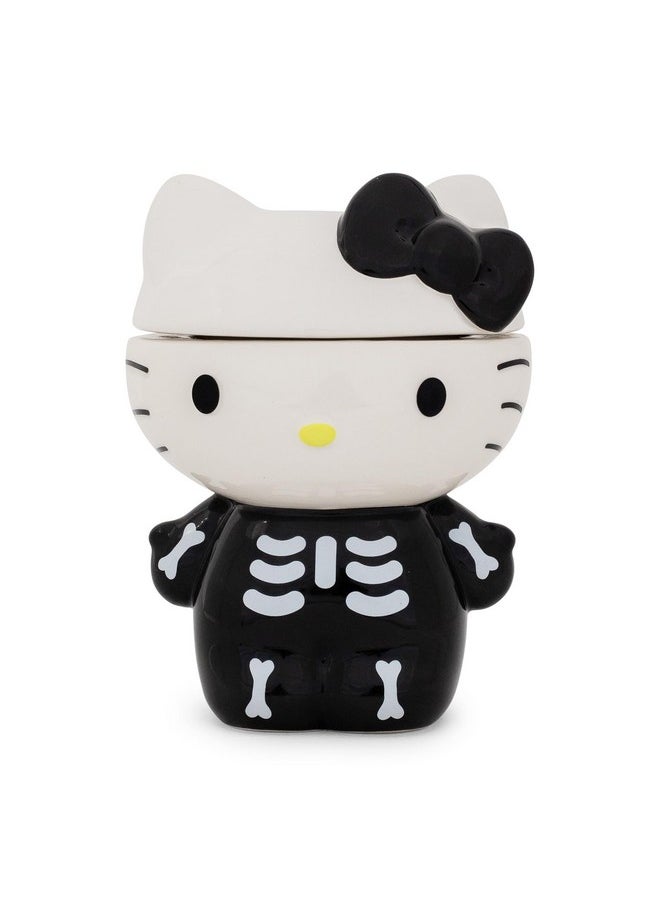 Silver Buffalo - Sanrio Hello Kitty Skeleton Small Ceramic Snack Jar Container With Lid | Storage For Kick-Knacks | 6 Inches Tall - Image 1