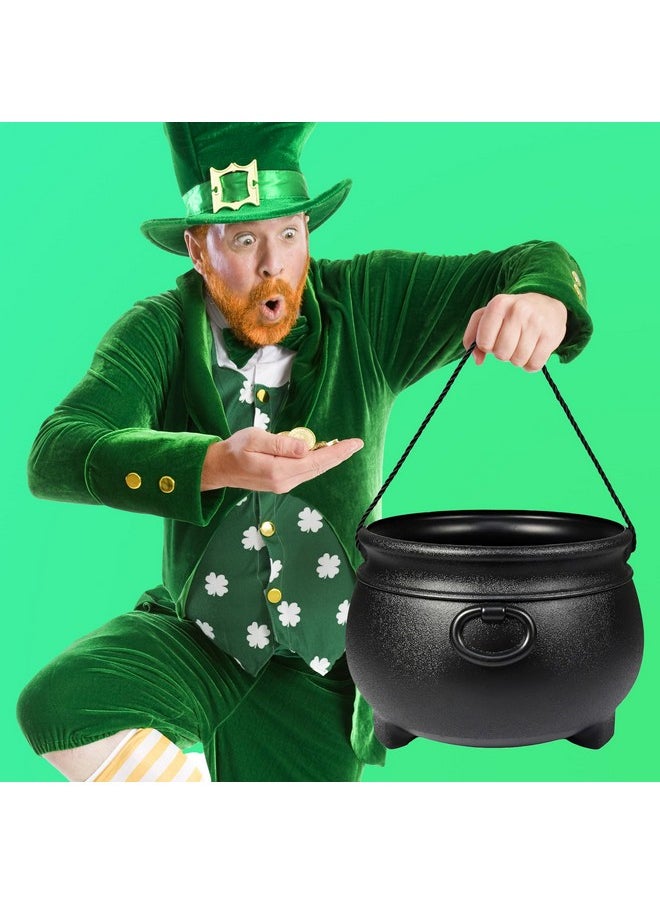 GiftExpress GIFTEXPRESS 12" Black Cauldron - Large Plastic St. Patrick's Day Pot of Gold Coin Party Bucket Decor - Halloween Witch Kettle For Candy, Treats & Punch Bowl  - Image 4