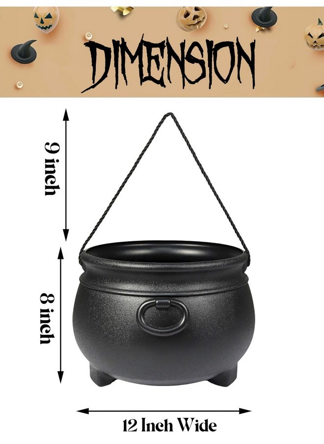 GiftExpress GIFTEXPRESS 12" Black Cauldron - Large Plastic St. Patrick's Day Pot of Gold Coin Party Bucket Decor - Halloween Witch Kettle For Candy, Treats & Punch Bowl  - Image 3