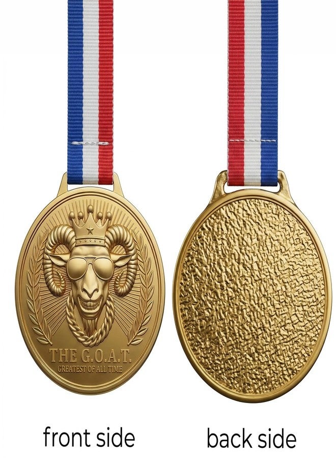 Freetoes Gold Goat Medal - 3 Inch Champion Pendant with Award Ribbon,Greatest of All Time Awards Chain for Football, Basketball,MVP,Tournaments & Champions League Winners Trophy Gifts - Image 3