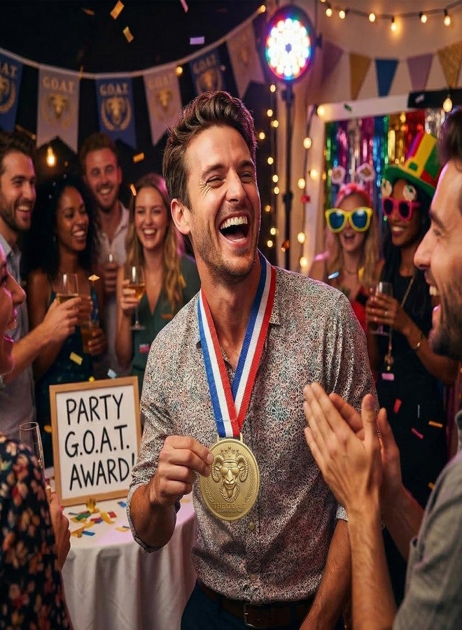 Freetoes Gold Goat Medal - 3 Inch Champion Pendant with Award Ribbon,Greatest of All Time Awards Chain for Football, Basketball,MVP,Tournaments & Champions League Winners Trophy Gifts - Image 5