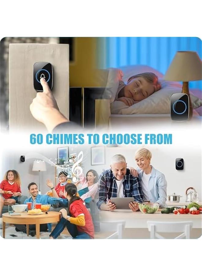 HOOKOR Doorbell kit, Plug-in Receiver, Waterproof Push on with 1000 feet Operating Range With 1 Waterproof Transmitter And 2 Plug-In Receivers For Home/Office/Classroom Use (1X2 Black) - Image 5