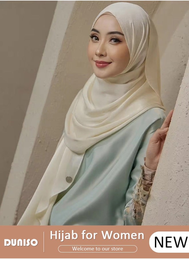 DUNISO Women's Hijab, Premium Fabric Hijab, Stylish and Comfortable Hijab Scarfs, Stretchy, Very Comfy & Good for Everyday Use, Versatile and Artistic Scarf for Women  - Image 1