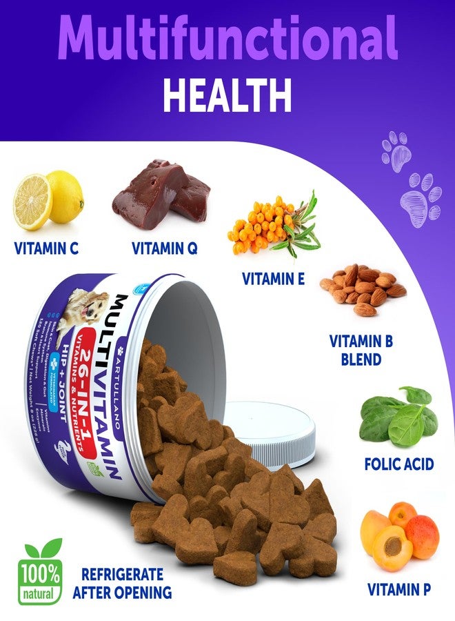 Artullano 20 in 1 Dog Multivitamin with Glucosamine - Chewable Dog Vitamins and Supplements - Senior & Puppy Multivitamin Chews for Pet Hip & Joint Support, Immunity, Mobility, Skin, Digestion - 70 Soft Treats - Image 4