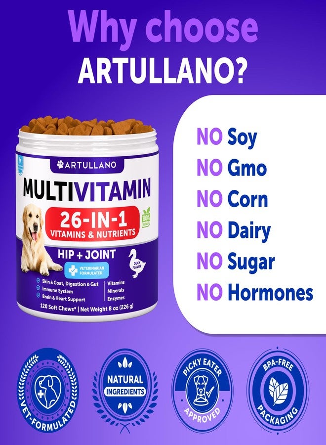 Artullano 20 in 1 Dog Multivitamin with Glucosamine - Chewable Dog Vitamins and Supplements - Senior & Puppy Multivitamin Chews for Pet Hip & Joint Support, Immunity, Mobility, Skin, Digestion - 70 Soft Treats - Image 5