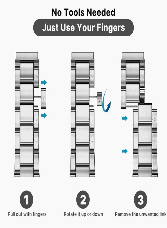 Fullmosa Compatible Metal Apple Watch Band 45mm 44mm 42mm, Upgraded Version Stainless Steel iWatch Strap with Case for iWatch Series 9/8/7/6/5/4/3/2/1/SE/Ultra, Silver - Image 2