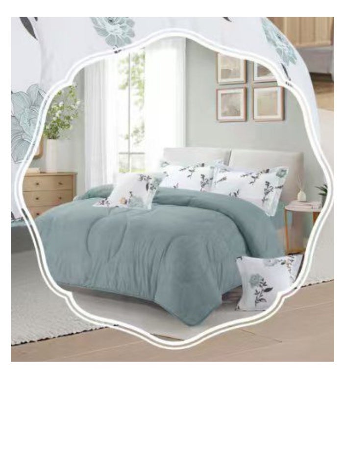 بلو سكاي طقم لحاف نفرين نظام وجهين مفرش مكون من ٦ قطع , لحاف بحشوة ٦ قطع , مايكروفايبر100% لحاف مقاس 260 في 240 سم - Image 5