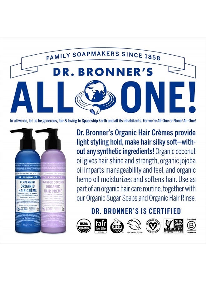 Dr. Bronner's كريم شعر عضوي (نعناع، 6 أونصة، عبوة من 2) - بلسم ومثبت شعر، مصنوع من زيوت عضوية، كريم الشعر يدعم اللمعان والقوة، يغذي فروة الرأس، غير معدّل وراثيًا - Image 5