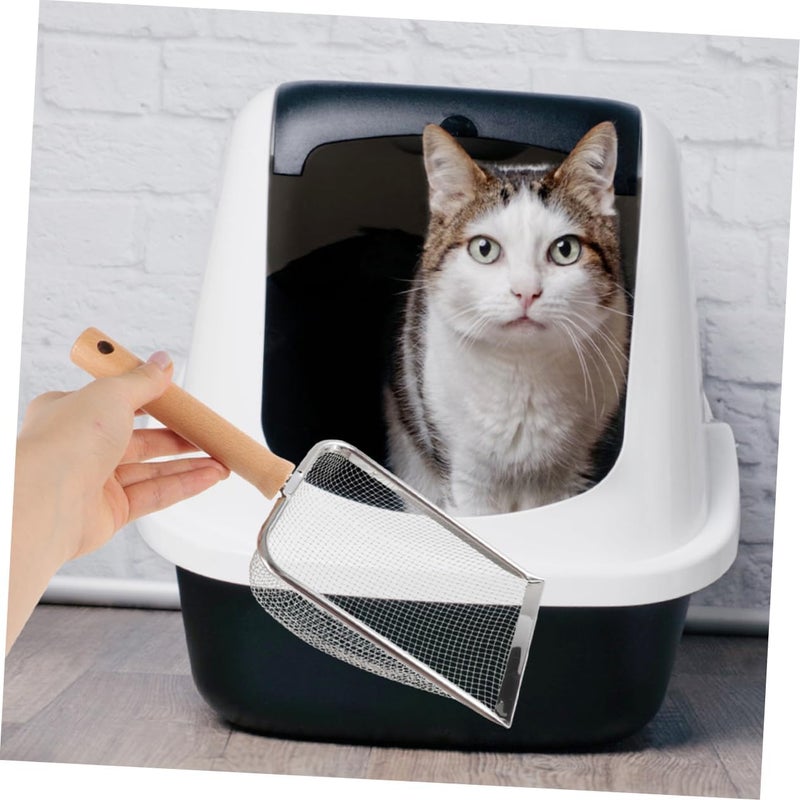 Cat Litter Scoop Stainless Steel Non-Stick Litter Box Scooper with Ergonomic Handle for Easy Cleaning and Filtering Cat Supplies for Effortless - Image 4