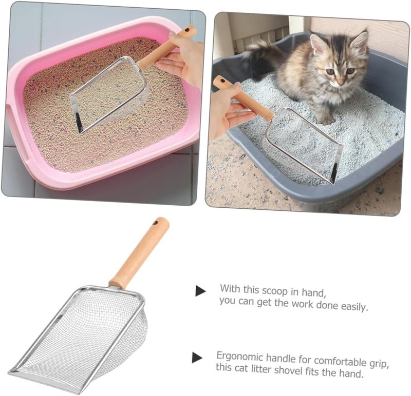 Cat Litter Scoop Stainless Steel Non-Stick Litter Box Scooper with Ergonomic Handle for Easy Cleaning and Filtering Cat Supplies for Effortless - Image 3
