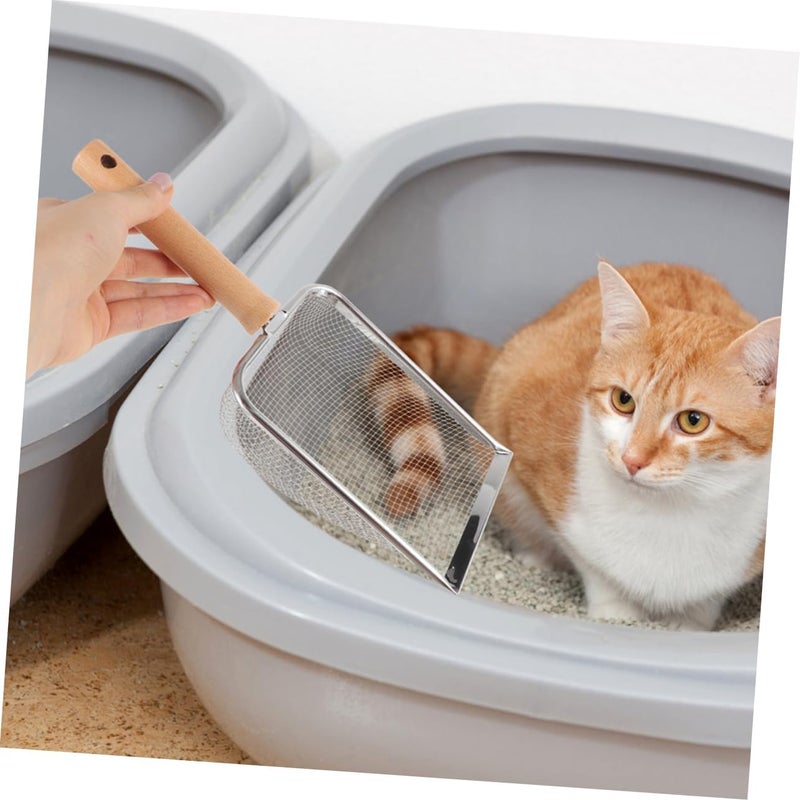 Cat Litter Scoop Stainless Steel Non-Stick Litter Box Scooper with Ergonomic Handle for Easy Cleaning and Filtering Cat Supplies for Effortless - Image 2