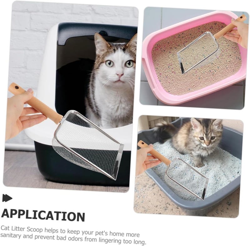 Cat Litter Scoop Stainless Steel Non-Stick Litter Box Scooper with Ergonomic Handle for Easy Cleaning and Filtering Cat Supplies for Effortless - Image 5