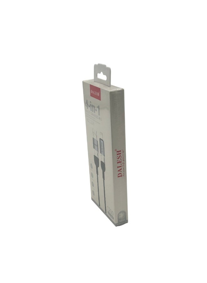 داليش كابل شحن  4 في 1 USB إلى Type C و Lightning إلى Type C شحن سريع متوافق مع آيفون وآيباد وأندرويد كابل متعدد الاستخدام أسود متين موصل نحاس نقي شحن عالي الكفاءة لجميع الأجهزة الذكية - Image 5