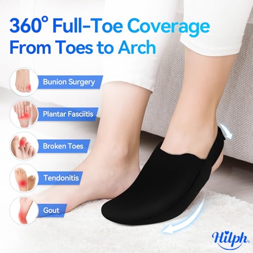 Hilph Foot Toes Ice Pack Wrap for Swelling Bunion Surgery Forefoot Cold Gel Sock with Strap for Broken Toes Injuries Gout Plantar Fasciitis Tendonitis Toe Surgery Recovery Single Black - Image 5