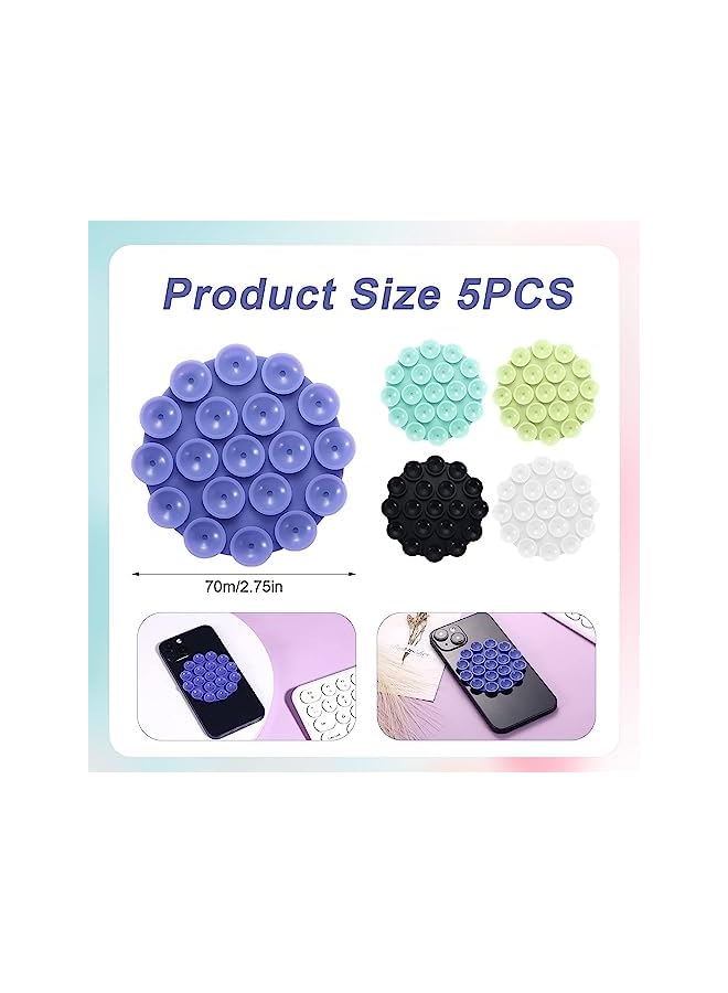 Green Tiger 5 PCS Suction Phone Case Adhesive Silicone Suction Cup Phone Holder Case for Hand Mobile Devices Mount (5 Colors) - Image 2