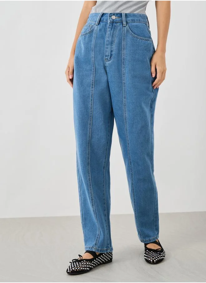 Take Two Take Two Mid Rise Tapered Jeans with Pockets