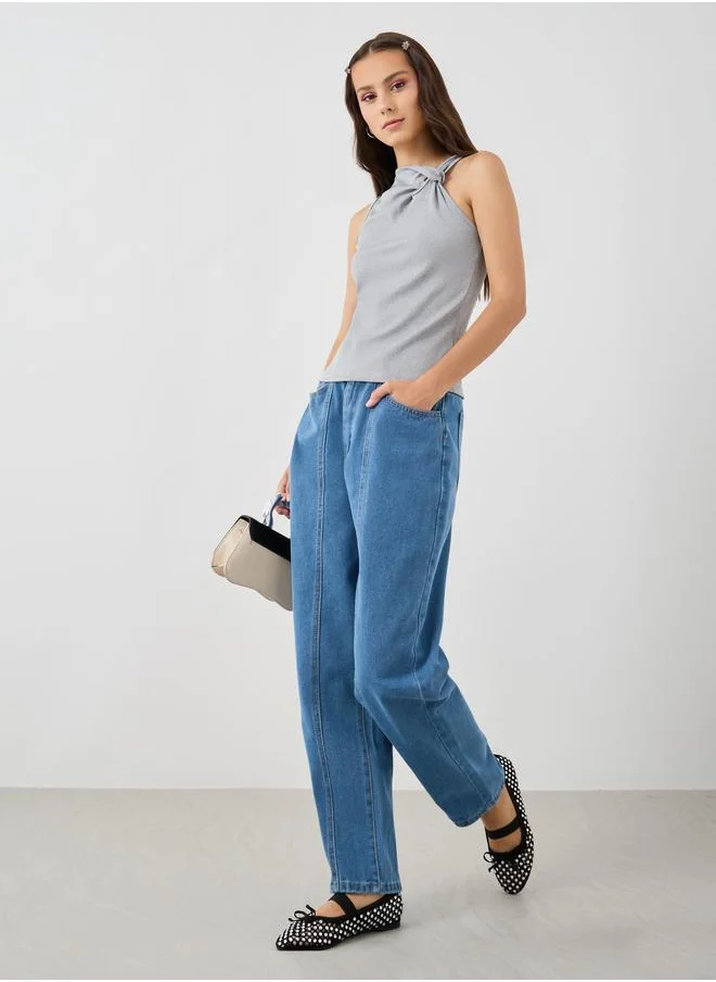 Take Two Take Two Mid Rise Tapered Jeans with Pockets