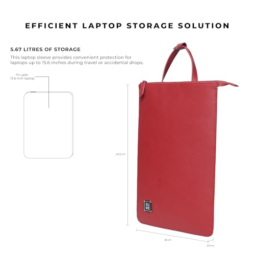 EUME Tech Case Laptop Sleeve 15.6 Inch | Laptop Cover, MacBook Sleeve | with Padded Compartment | Vegan Leather Fabric | Fits Up to 15.6" Laptop & MacBook I Burgundy - Image 2