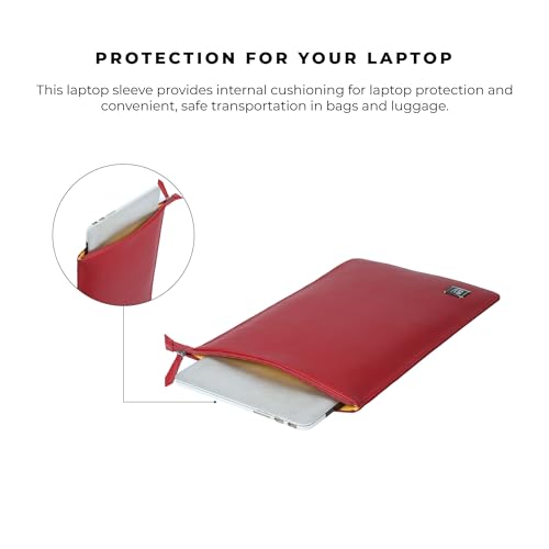 EUME Tech Case Laptop Sleeve 15.6 Inch | Laptop Cover, MacBook Sleeve | with Padded Compartment | Vegan Leather Fabric | Fits Up to 15.6" Laptop & MacBook I Burgundy - Image 4