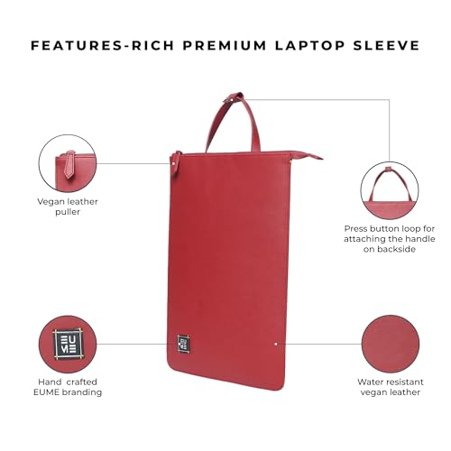 EUME Tech Case Laptop Sleeve 15.6 Inch | Laptop Cover, MacBook Sleeve | with Padded Compartment | Vegan Leather Fabric | Fits Up to 15.6" Laptop & MacBook I Burgundy - Image 3