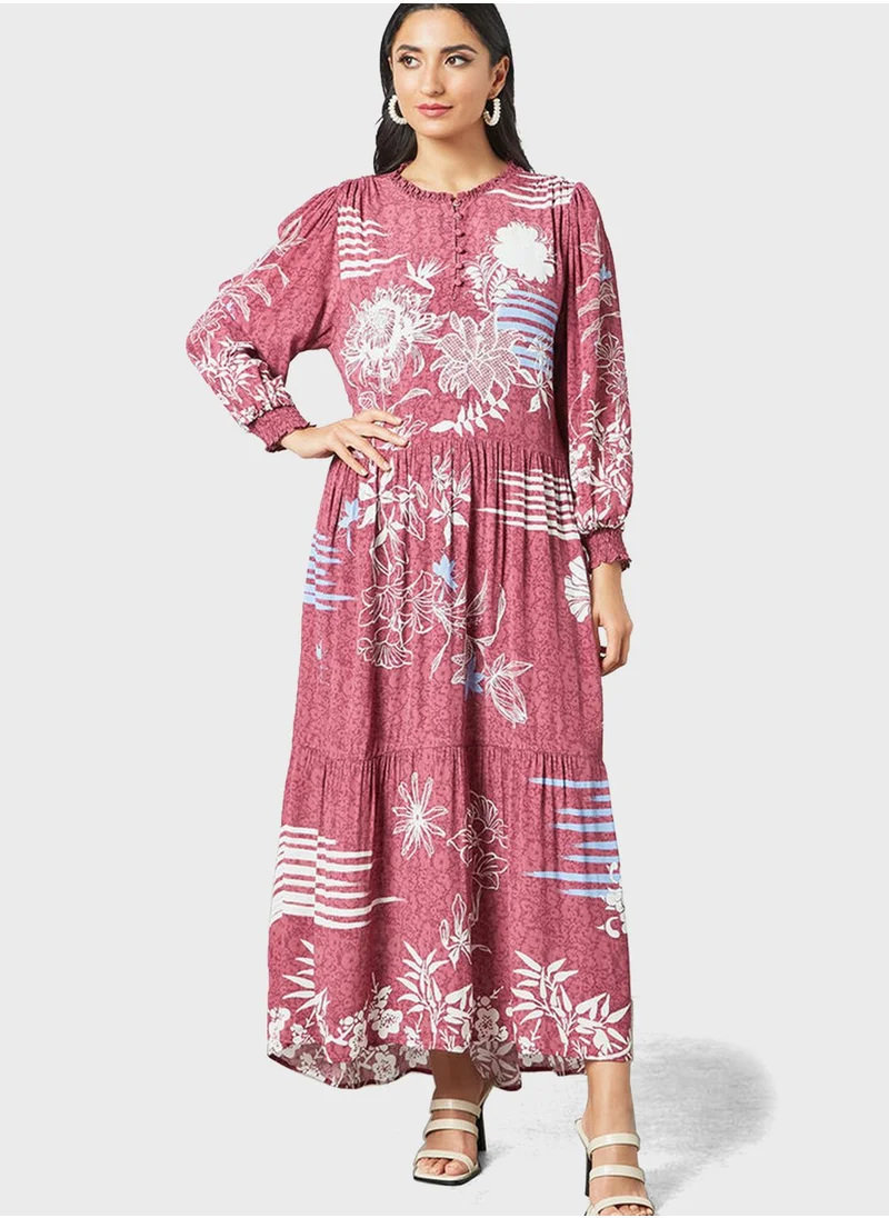 Desert Cove Button Up Floral Print Maxi Dress