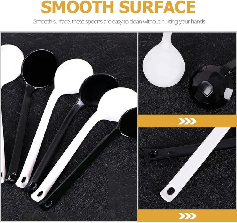 Beavorty Hot Pot Spoon Turtle Shell Shape 5pcs Set White Melamine Ramen Soup Spoons Long Handle for Household Spicy Hot Pot and Noodle Serving - Image 3