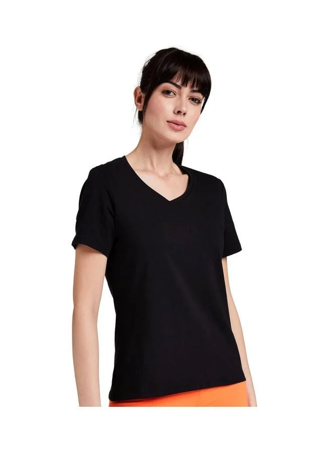 1359 Women Super Combed Cotton Elastane Stretch Regular Fit Solid V Neck Half Sleeve T Shirt