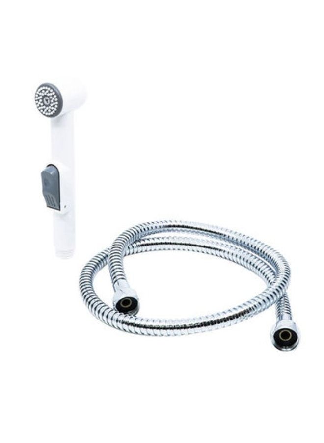 KISTENMACHER Toilet Spray Shattaf With Flexible Hose and Holder White/Silver/Grey  - Image 1