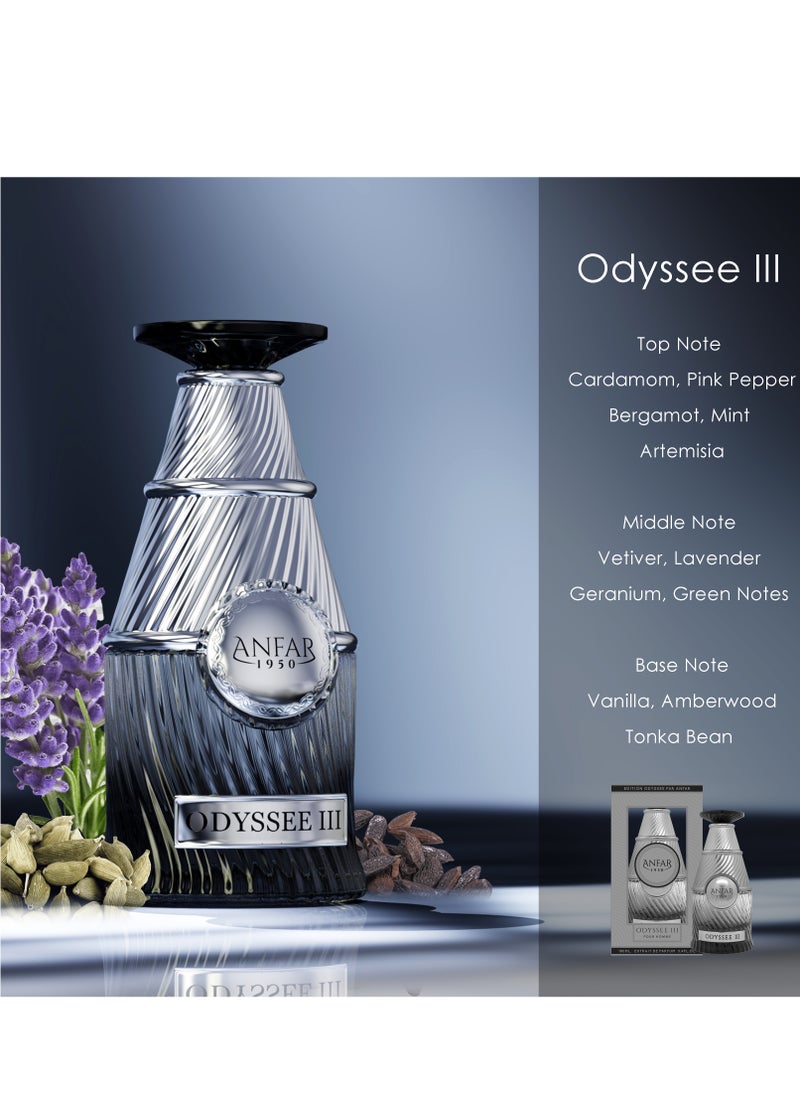 Anfar ANFAR 1950 ODYSSEE III Pour HOMME Extrait de Parfum, Cardamom, Pink Pepper, Bergamot, Mint, Artemisia,FOR MEN,100ML  - Image 3