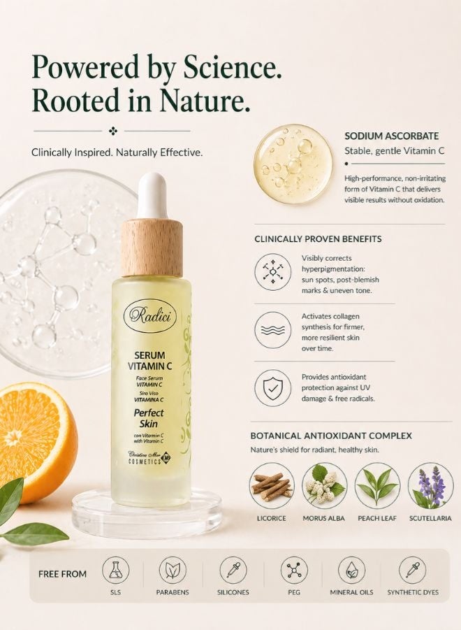 Radici Vitamin C Face Serum – Antioxidant & Collagen Synthesis – 30ml - Image 3