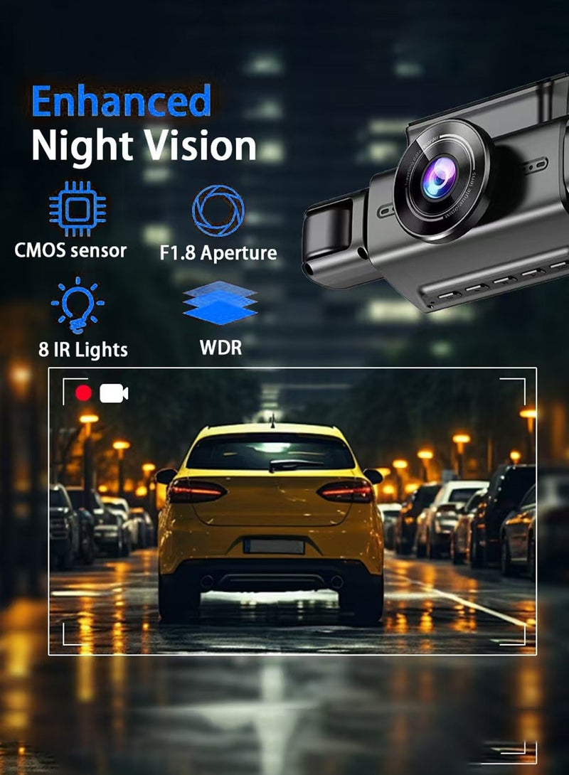 ديقيساند كاميرا تسجيل فيديو رقمية مخفية للسيارة بأربع قنوات مع تطبيق، وضع ركن السيارة على مدار 24 ساعة، مستشعر حركة، تسجيل متواصل، تصوير زمني، تسجيل خفي، رؤية ليلية، نطاق ديناميكي واسع، مع بطاقة ذاكرة 128 جيجابايت - Image 3