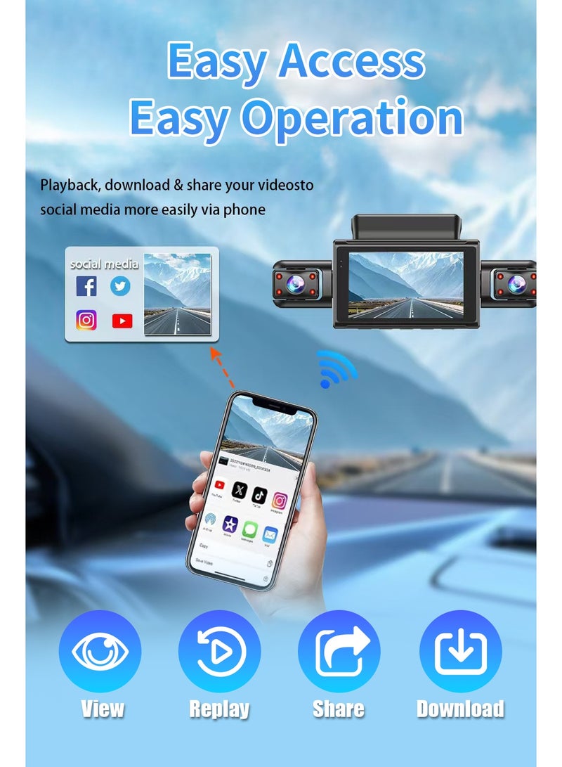 ديقيساند كاميرا تسجيل فيديو رقمية مخفية للسيارة بأربع قنوات مع تطبيق، وضع ركن السيارة على مدار 24 ساعة، مستشعر حركة، تسجيل متواصل، تصوير زمني، تسجيل خفي، رؤية ليلية، نطاق ديناميكي واسع، مع بطاقة ذاكرة 128 جيجابايت - Image 5