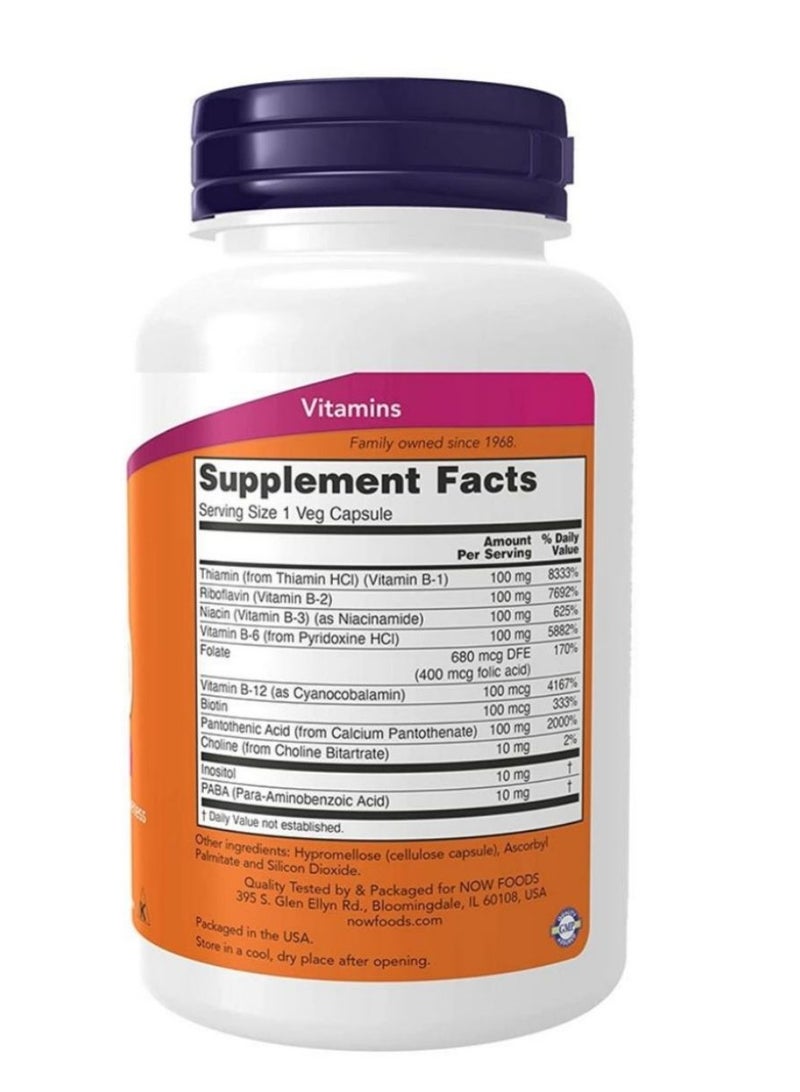 Now Vitamin B100 100 VegeCapsules - Image 2