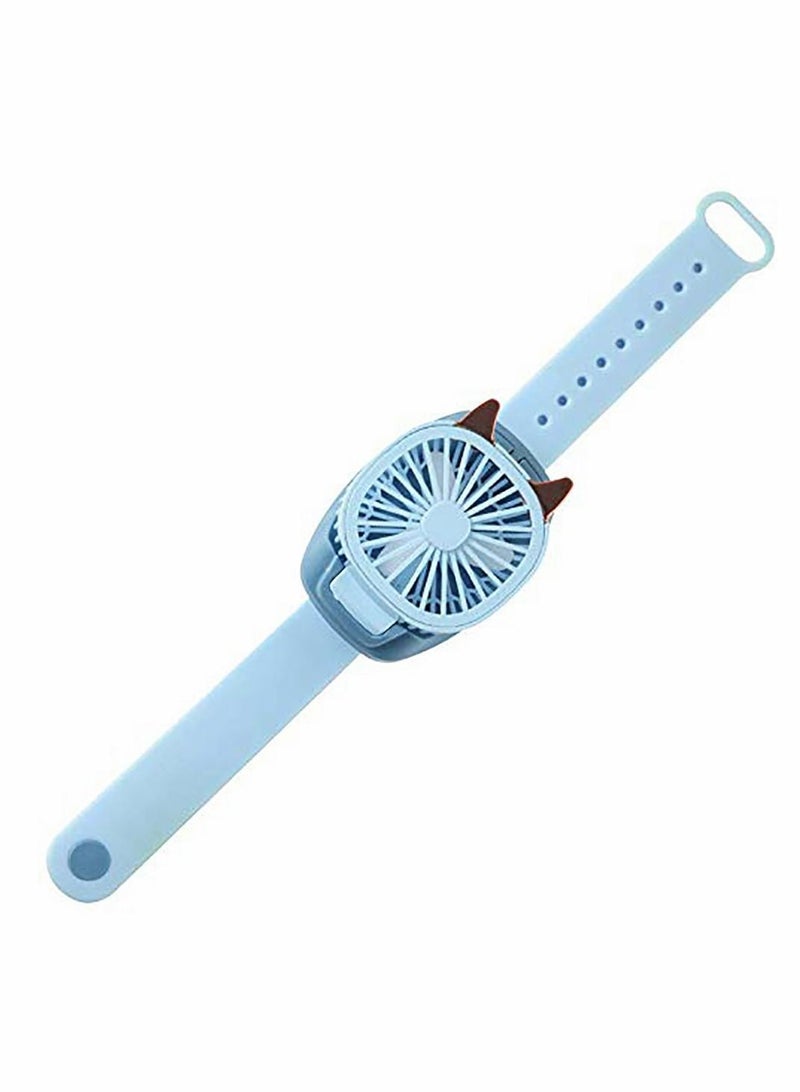 NIBEMINENT Watch Fan, Comfortable Wrist Strap Portable Mini Fan Built-in Color LED Light USB Charging - Image 1