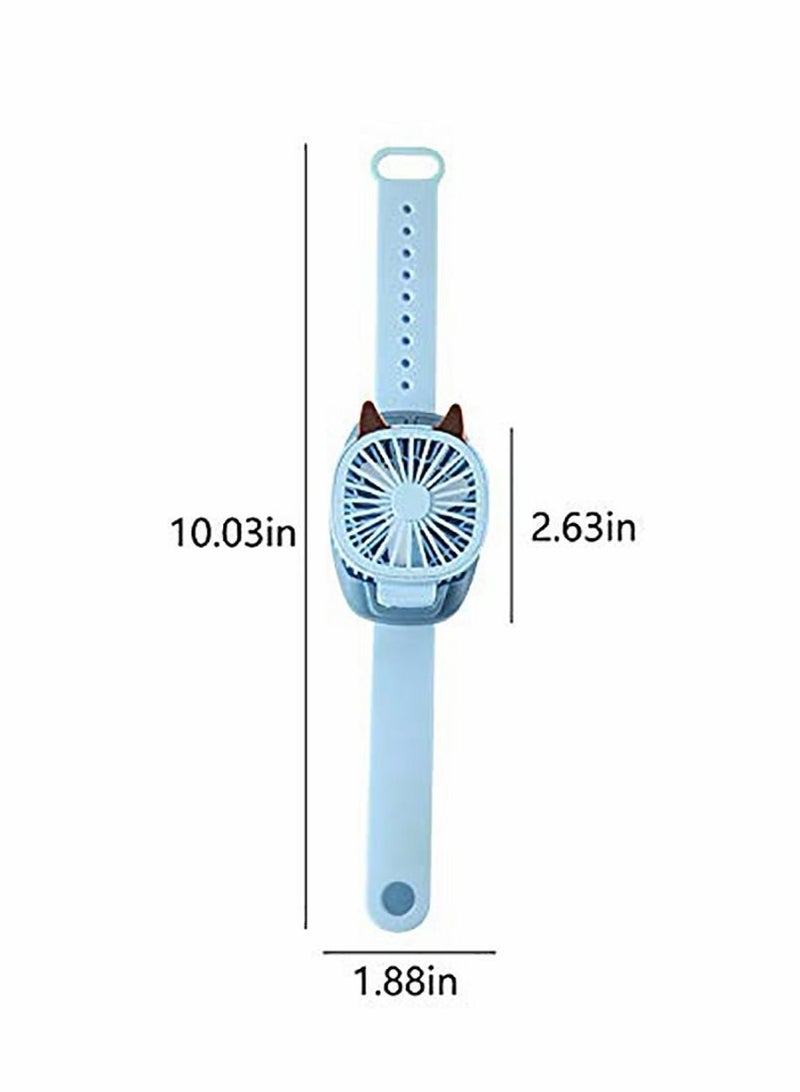NIBEMINENT Watch Fan, Comfortable Wrist Strap Portable Mini Fan Built-in Color LED Light USB Charging - Image 2