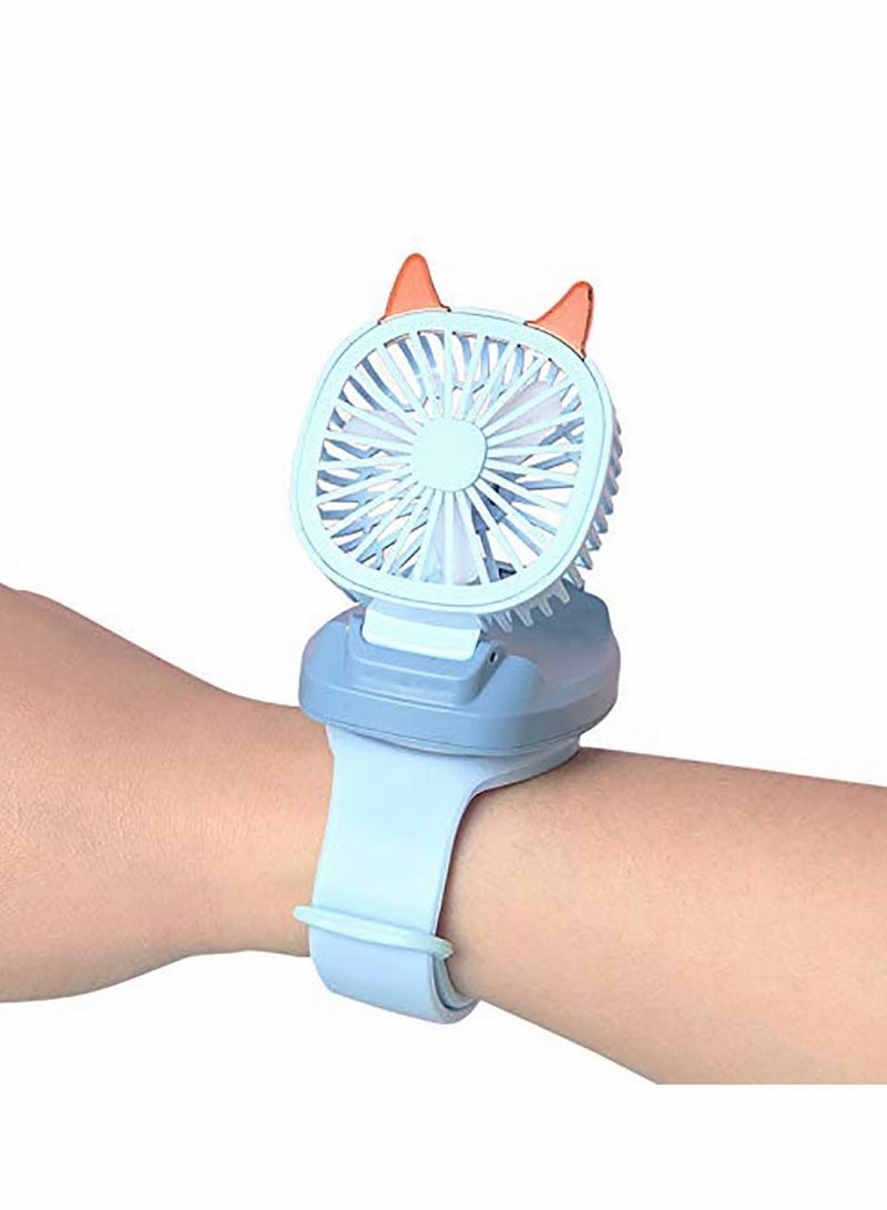 NIBEMINENT Watch Fan, Comfortable Wrist Strap Portable Mini Fan Built-in Color LED Light USB Charging - Image 3