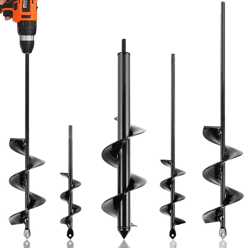 Kendo كندو مثقاب لولبي للزراعة مجموعة من 4 قطع مثاقيب لولبية لأرض الحديقة وأداة زراعة المصابيح لمثقاب 38 سداسي القيادة لحفر الثقوب وزراعة المصابيح وزراعة سريعة