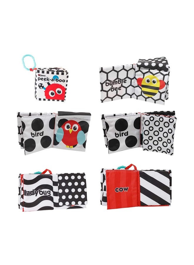 ساسي كتاب أنشطة Peek-A-Boo مع رابط قابل للتوصيل للسفر أثناء التنقل، واللعب الحسي، باللونين الأبيض والأسود، للأعمار من 0 أشهر فما فوق - Image 3