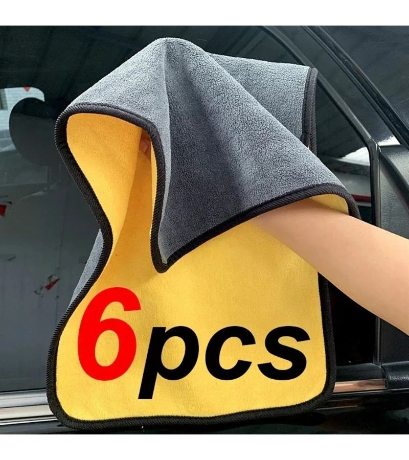Microfiber Cleaning Towels 30x60cm 2 Pack Thick Soft Double Layered for Car Drying - Image 1