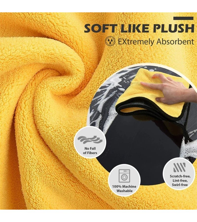 Microfiber Cleaning Towels 30x60cm 2 Pack Thick Soft Double Layered for Car Drying - Image 4