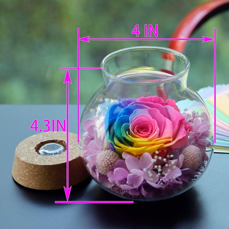 roliys Preserved Real Roses with Colorful Mood Light Wishing Bottle Eternal Rose Never Withered Flowers for Bedroom Party Table Decor  Christmas Anniversary Valentine's Mother's Day  (Multi) - Image 2
