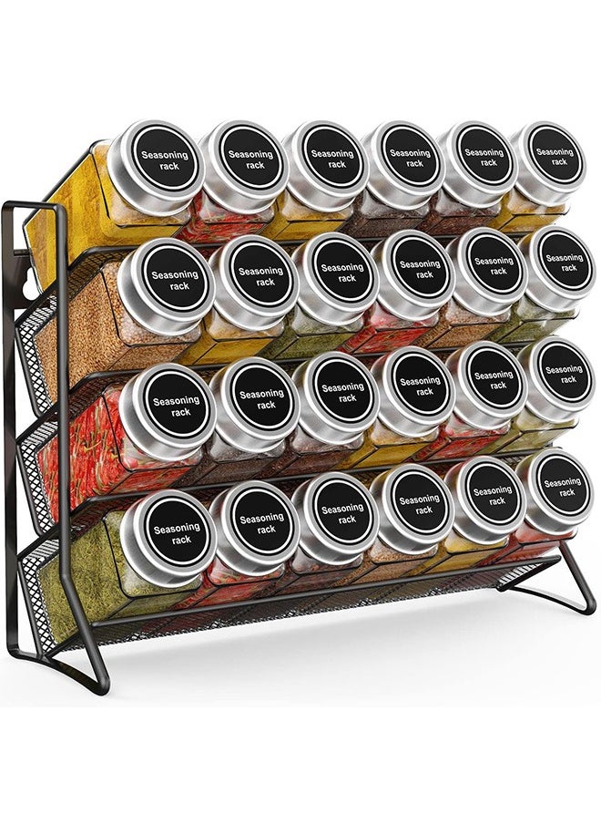 Garlo Spice Rack with 24 Spice Jars, 4 Tier Spice Rack Organizer for Cabinet Spice Rack Organizer for 120ml Spice Jar, Spice Rack Wall Mount Black Hanging Spice Rack Spice Storage  - Image 1