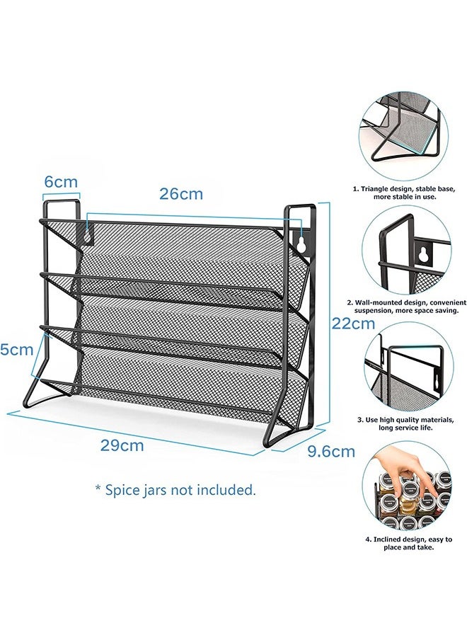 Garlo Spice Rack with 24 Spice Jars, 4 Tier Spice Rack Organizer for Cabinet Spice Rack Organizer for 120ml Spice Jar, Spice Rack Wall Mount Black Hanging Spice Rack Spice Storage  - Image 3